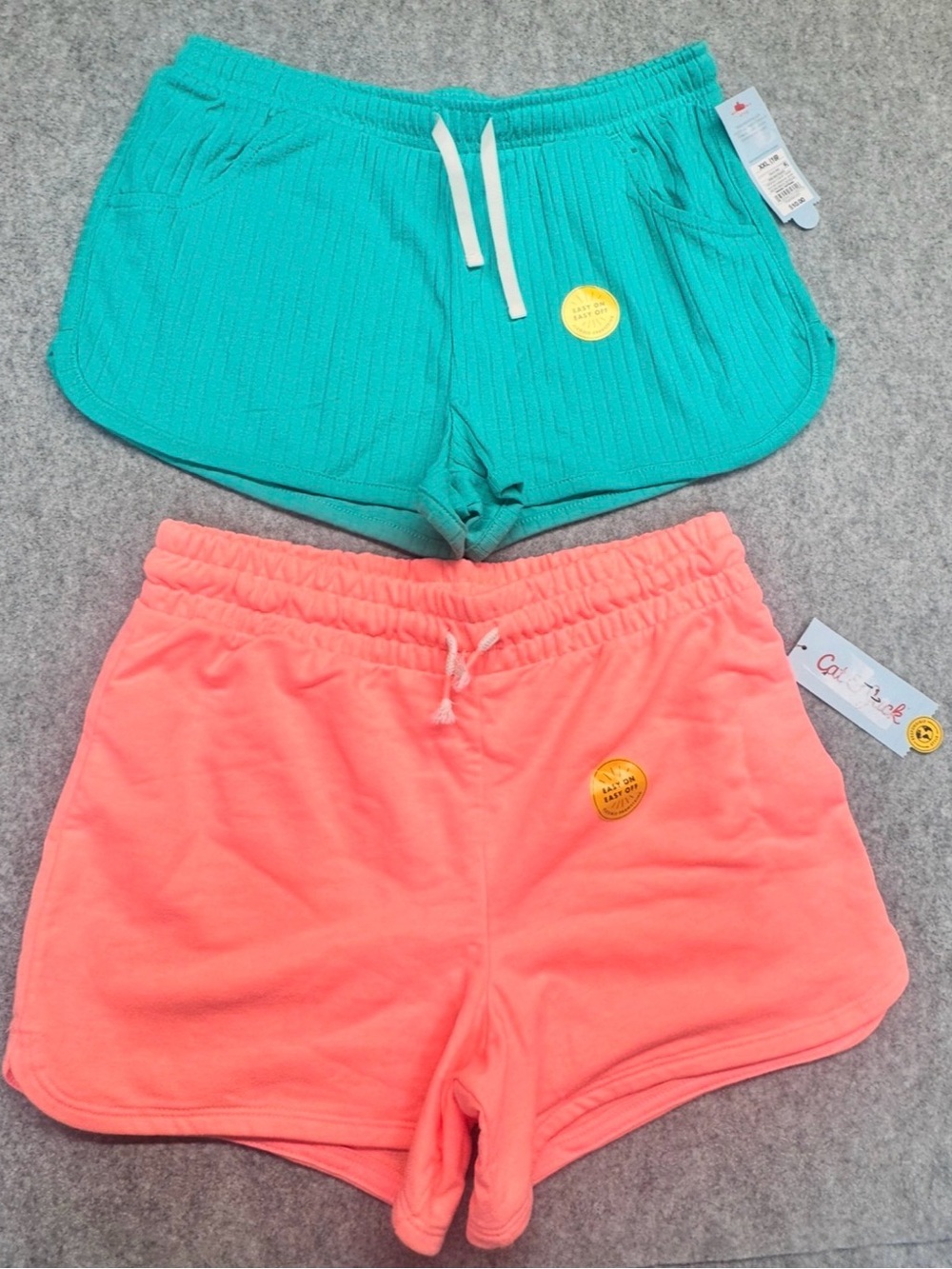 ❤️Cat & Jack Teal‎ and Coral Girls' Knit Shorts Duo